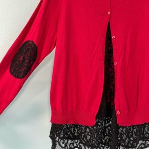 Torrid red sweater with black lace